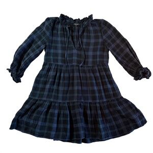 Madewell Cotton Double Gauze Mini Long Sleeve Peasant Dress